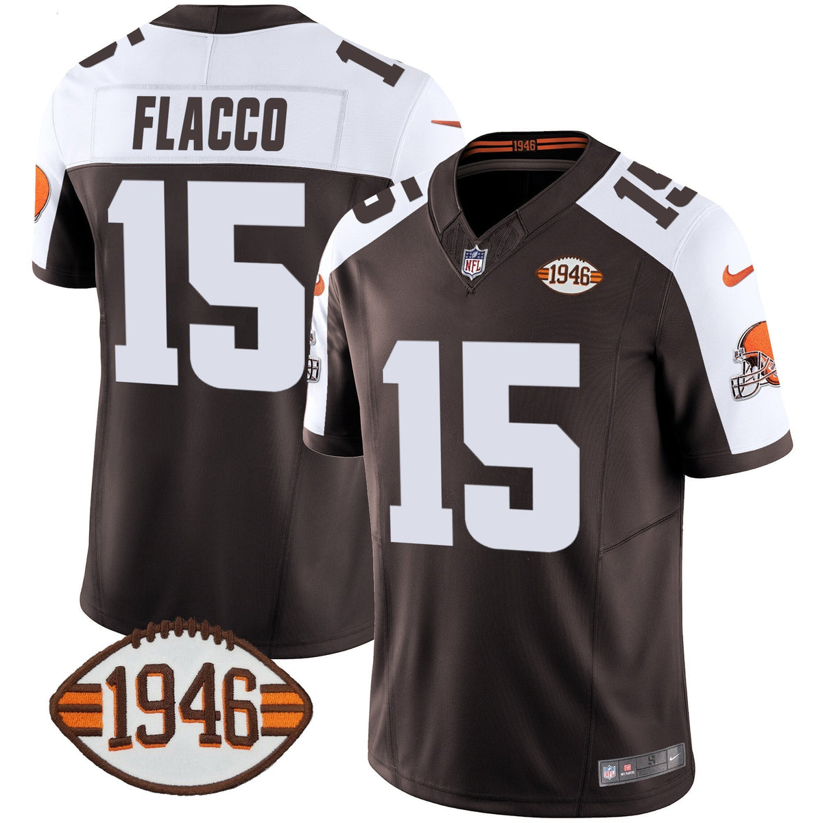 Men's Browns 1946 75th Anniversary Patch Jersey - All Stitched
