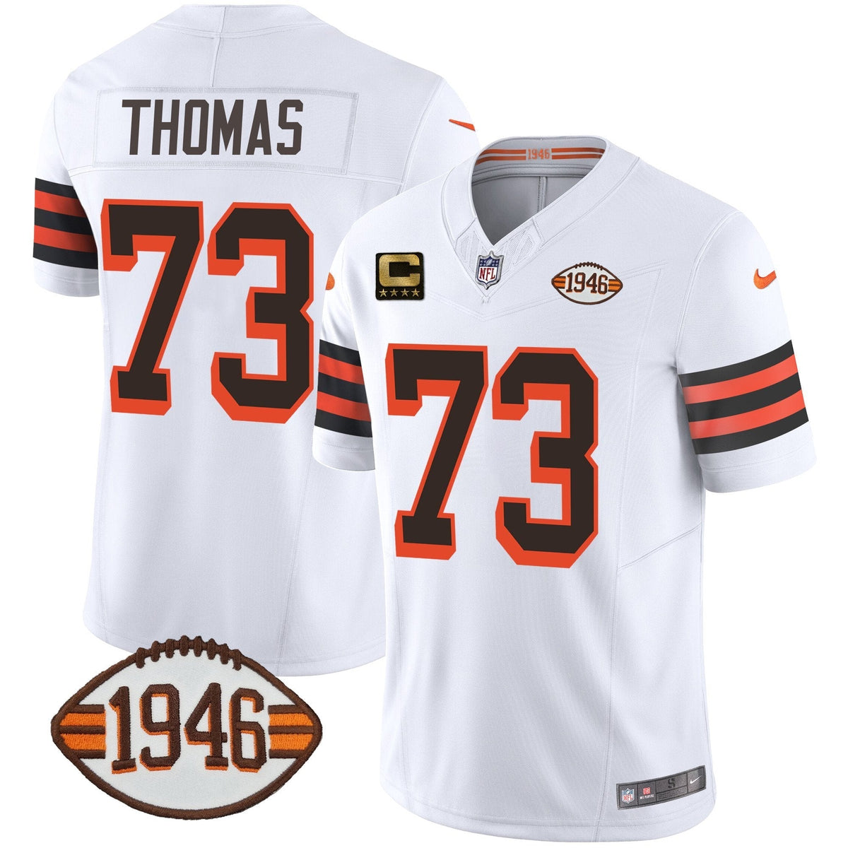 Men's Browns 1946 75th Anniversary Patch Jersey - All Stitched