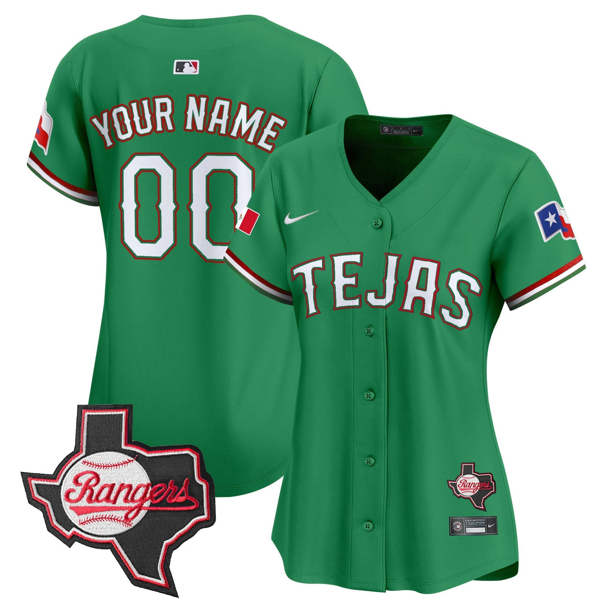 Texas Rangers Mexico Texas Patch Vapor Premier Limited Custom Jersey - All Stitched