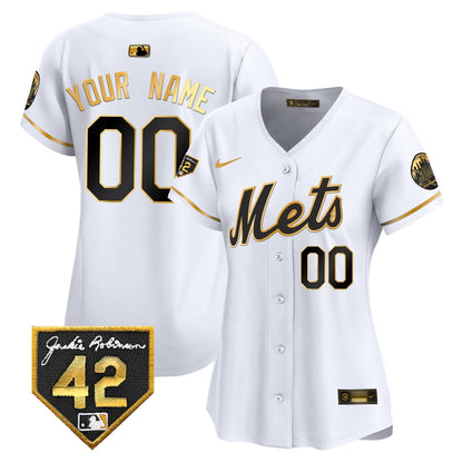 New York Mets 2024 Jackie Robinson Patch Vapor Premier Limited Custom Jersey - All Stitched