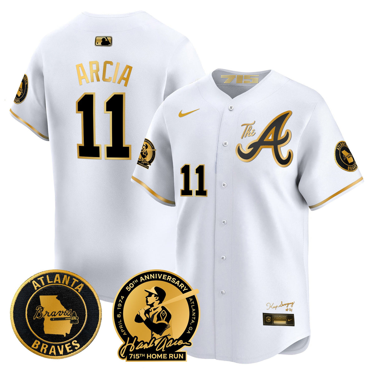 Atlanta Braves Hank Aaron 715th Home Run Patch Vapor Premier Limited Jersey V2 - All Stitched