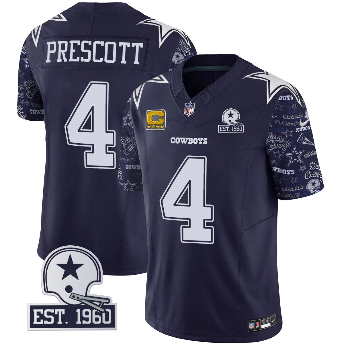 Men's Cowboys Pattern Style Vapor Limited Jersey - All Stitched