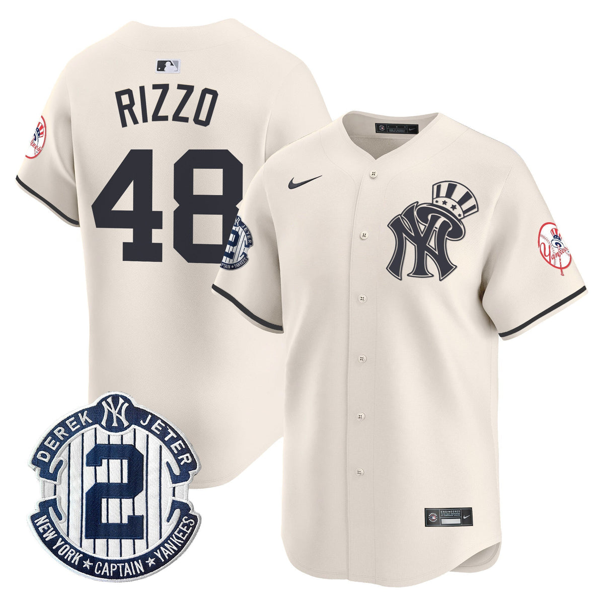 Men's New York Yankees Derek Jeter Patch Vapor Premier Limited Jersey V2 - All Stitched