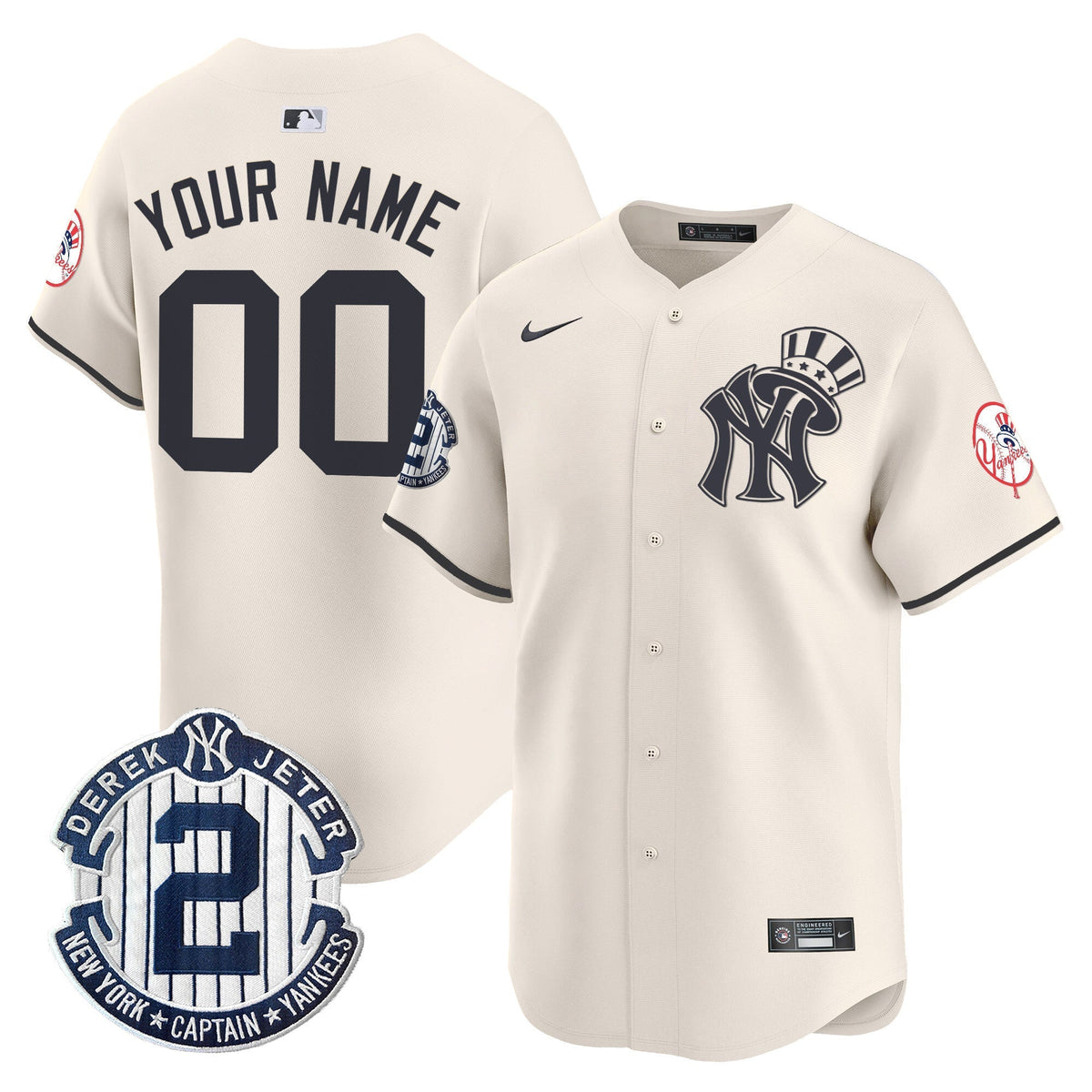 New York Yankees Derek Jeter Patch Vapor Premier Limited Custom Jersey V2 - All Stitched