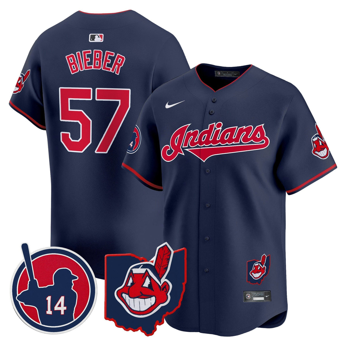 Men's Cleveland Indians Larry Doby Patch Vapor Premier Limited Jersey - All Stitched