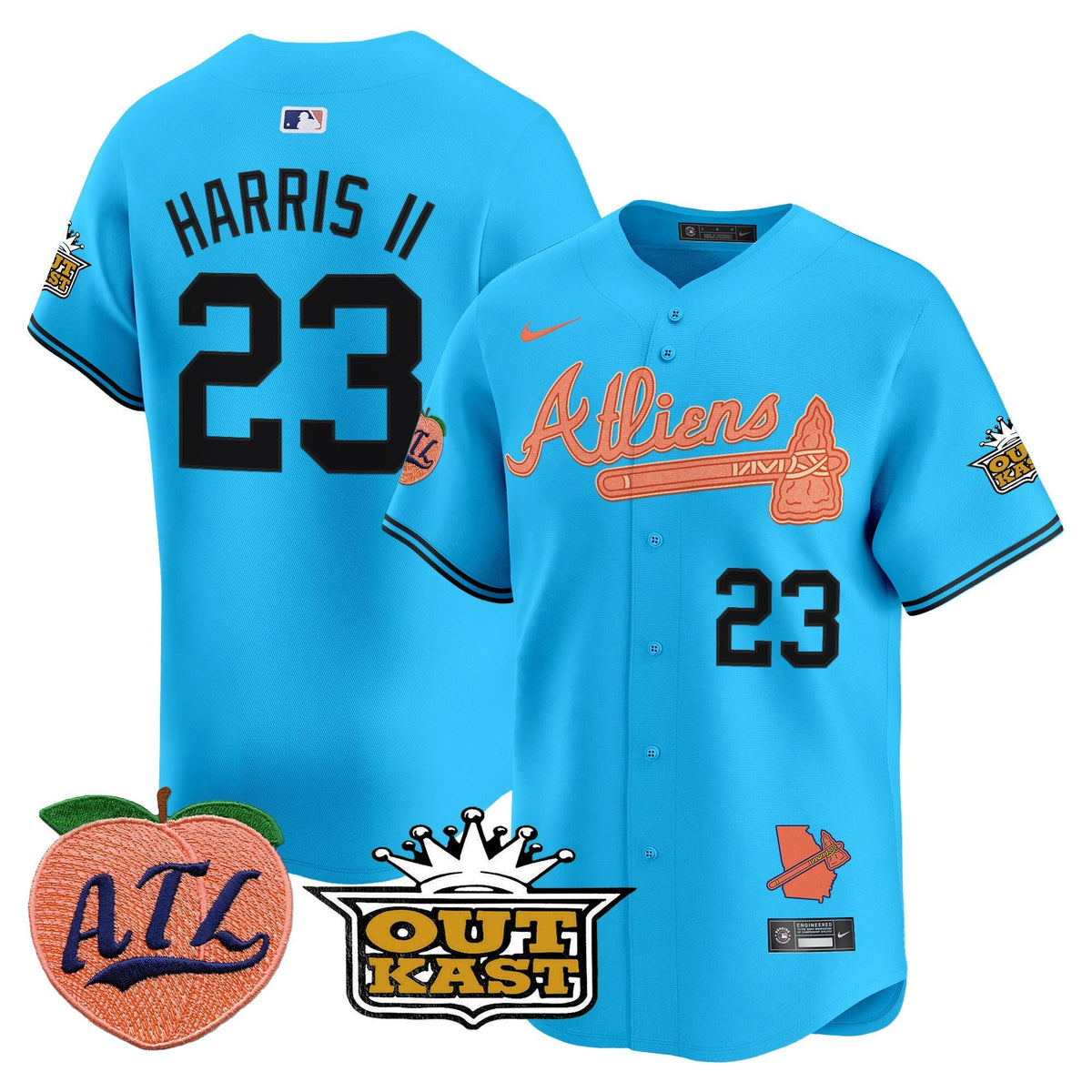 Men's Atlanta Braves Atliens & Peach Vapor Premier Limited Jersey - All Stitched