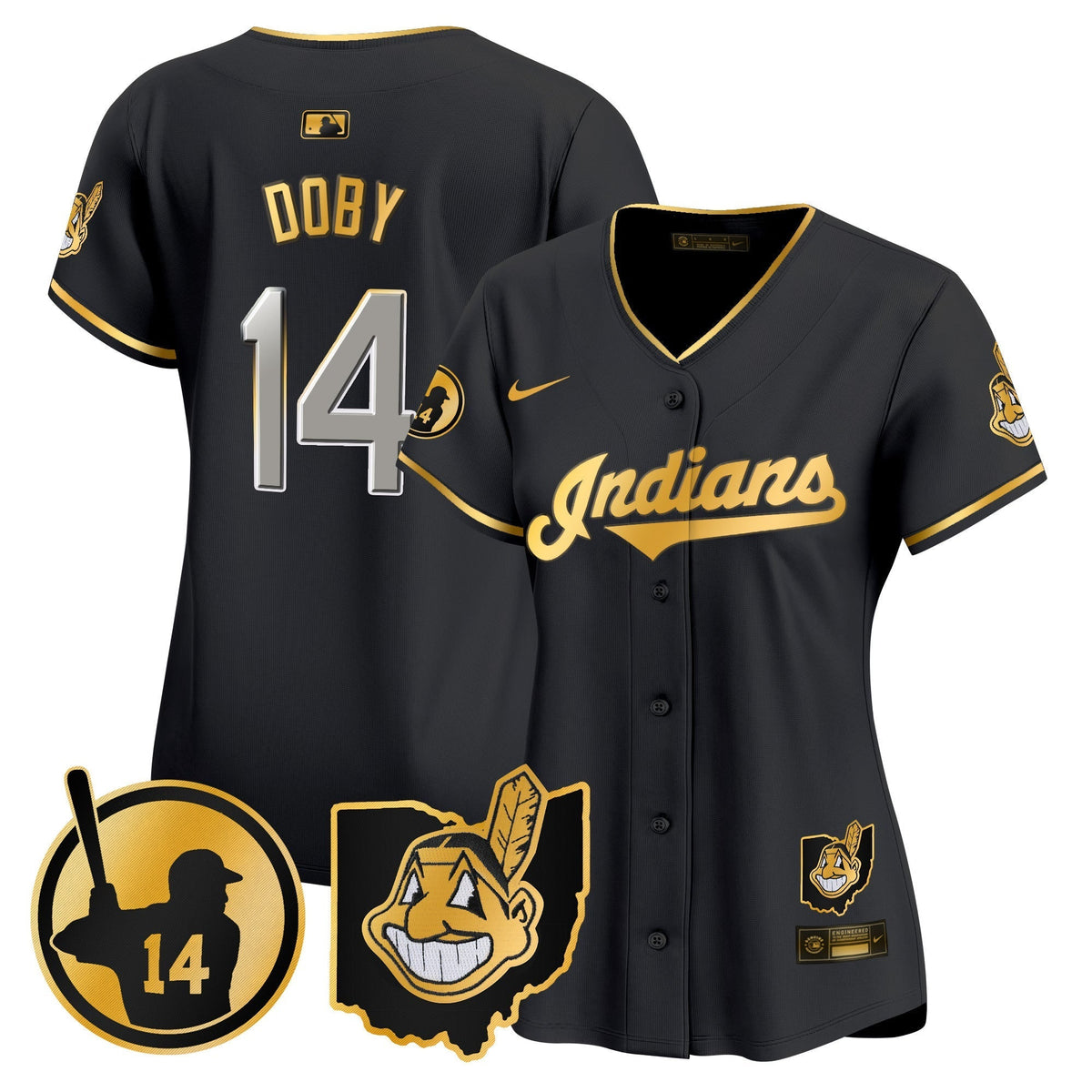 Women's Cleveland Indians Larry Doby Patch Vapor Premier Limited Jersey - All Stitched