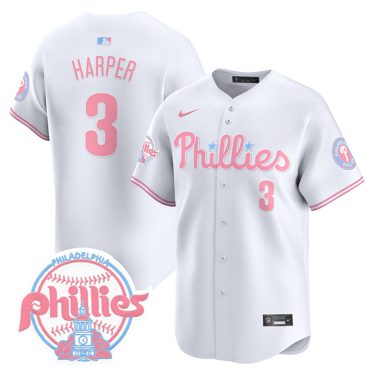 Unisex Phillies Bubblegum Pink Vapor Premier Limited Jersey V2 - All Stitched