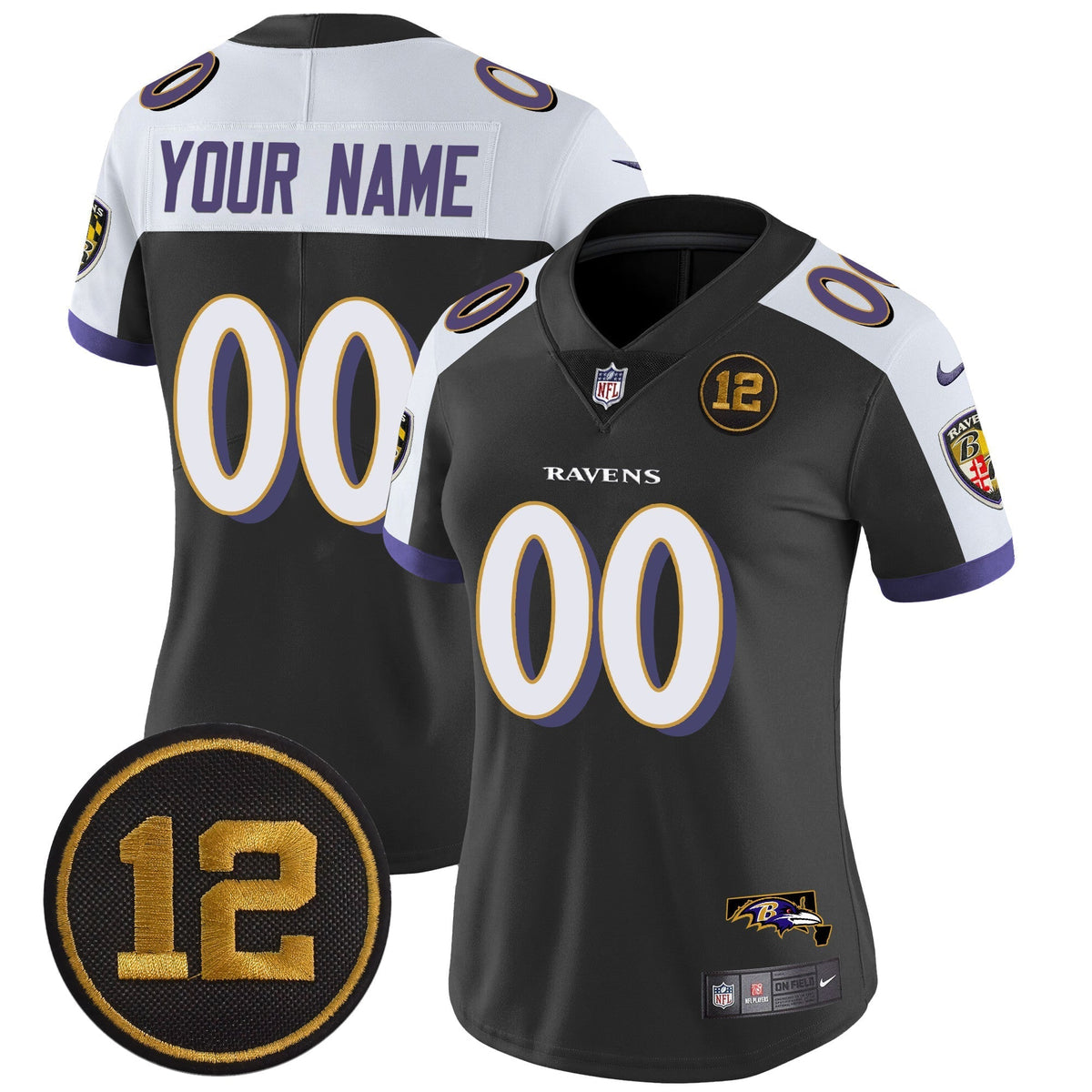 Ravens Jacoby Jones Patch Vapor Limited Custom Jersey - All Stitched