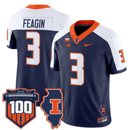 Men's Illinois Fighting Illini 100th Memorial Stadium Patch Vapor Limited Jersey - All Stitched