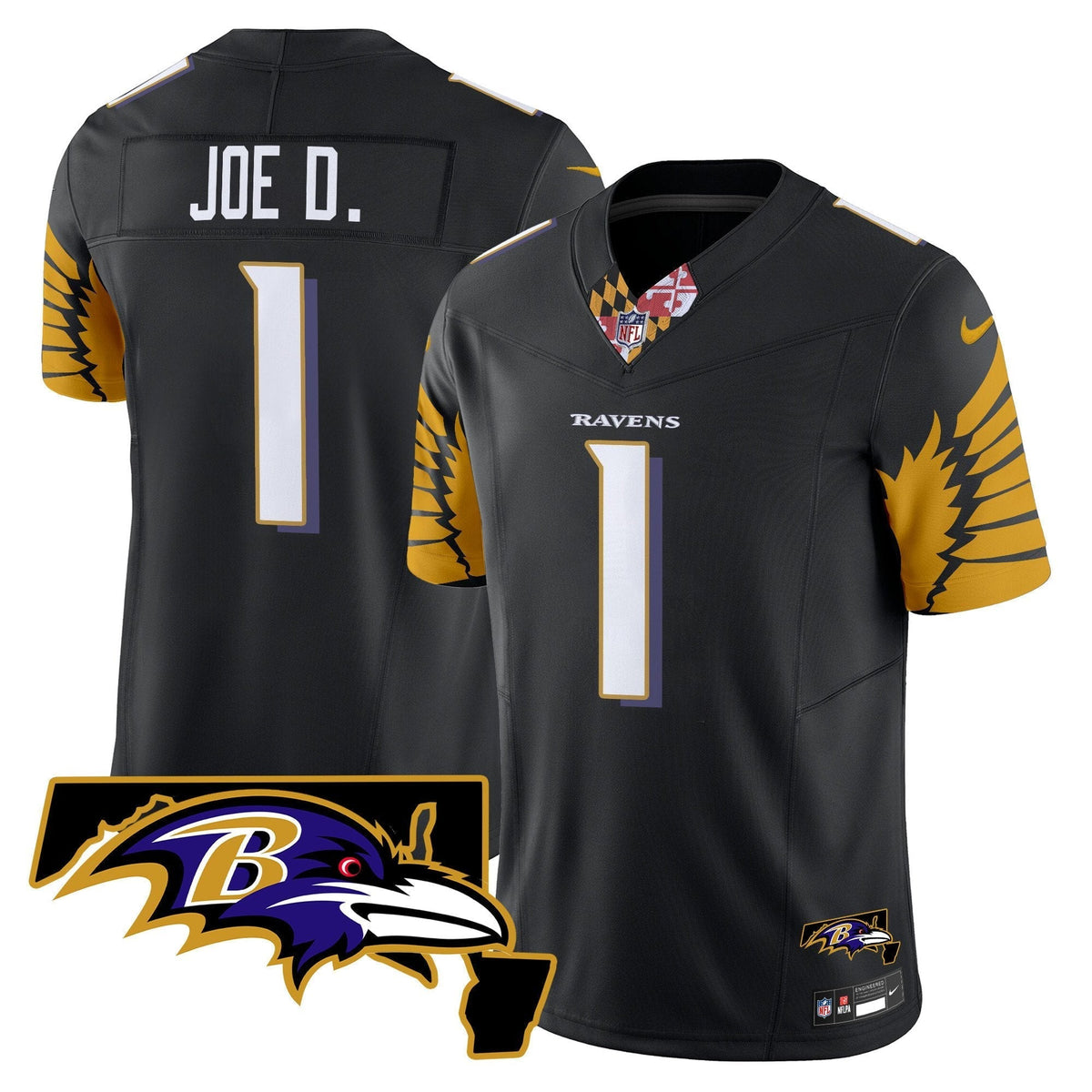 Men's Ravens Maryland Patch Vapor Limited Jersey V3 - All Stitched