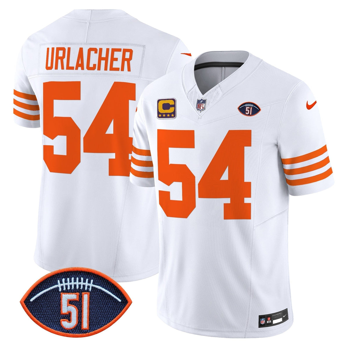 CHI Dick Butkus Patch Throwback Vapor Limited Jersey - All Stitched
