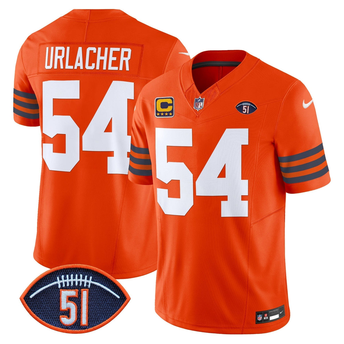 CHI Dick Butkus Patch Throwback Vapor Limited Jersey - All Stitched