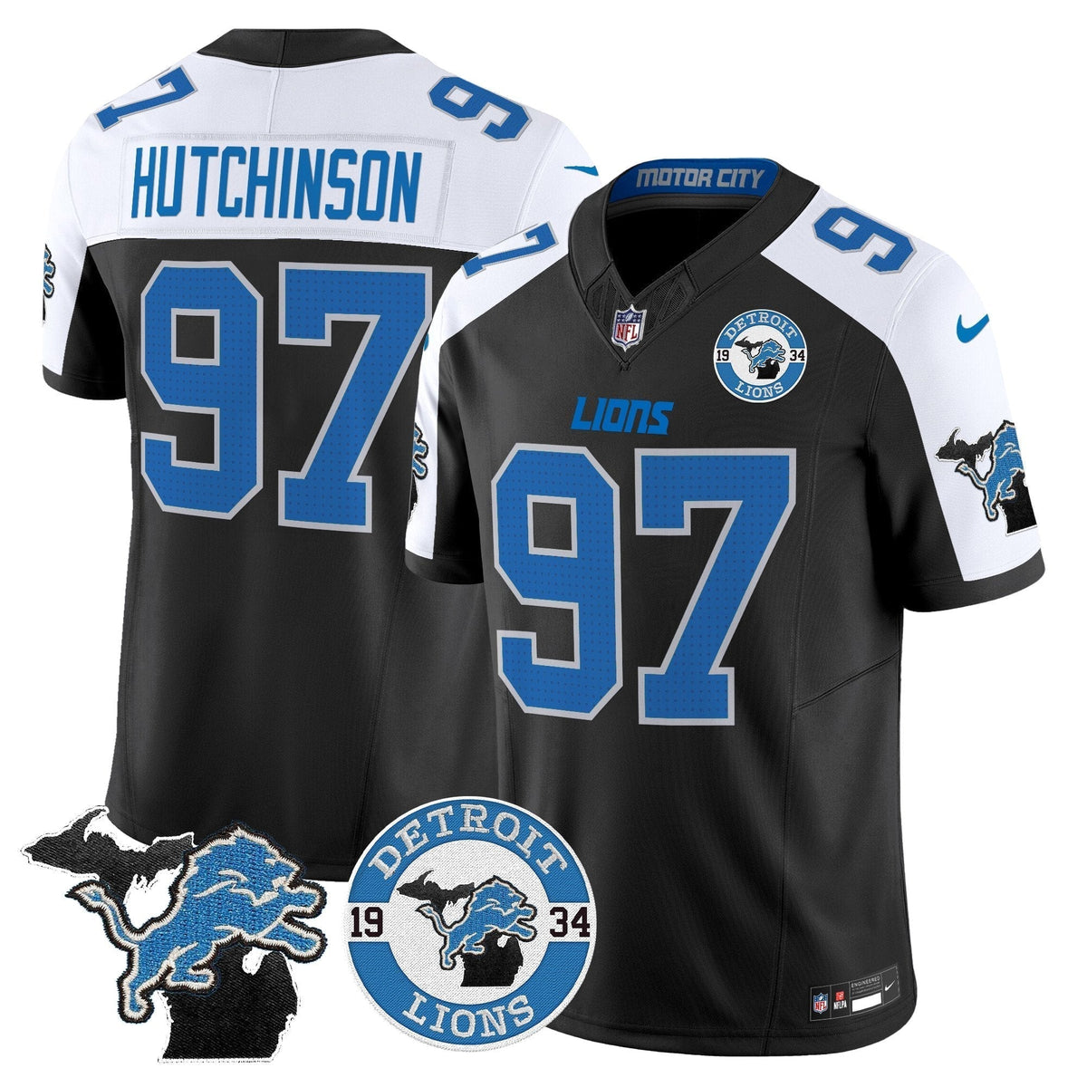 Men's Detroit Lions 2024 Vapor Limited Jersey - Est. 1934 Patch - All Stitched