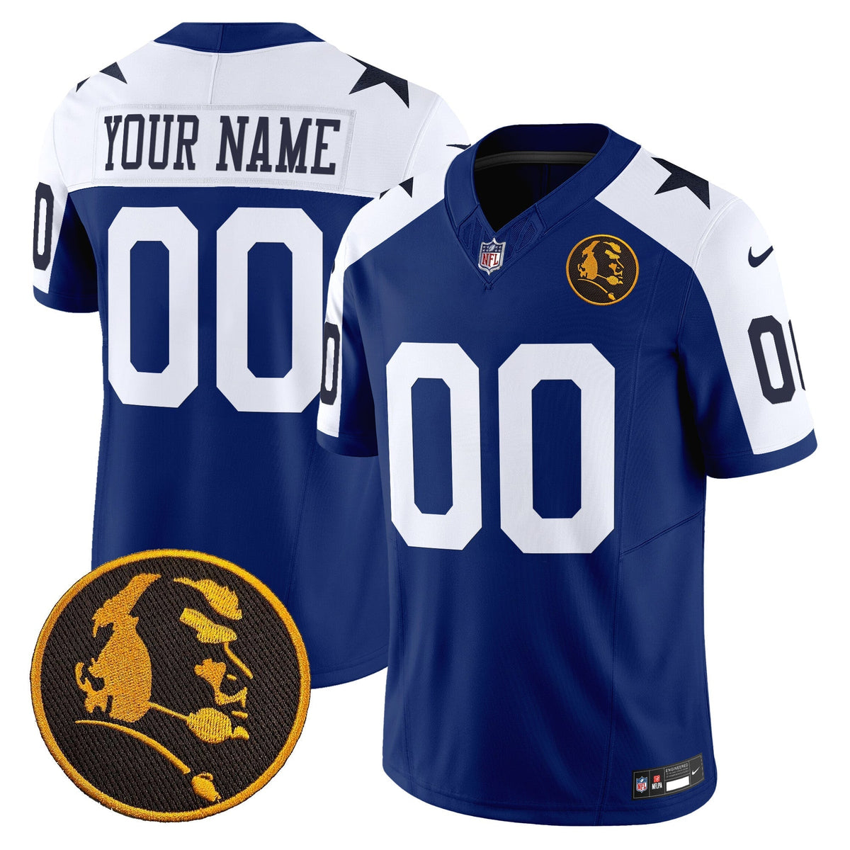 Cowboys Texas & John Madden Patch Vapor Limited Custom Jersey V2 - All Stitched