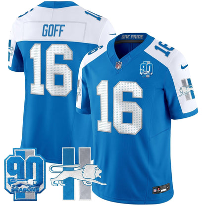 Men's Detroit Lions Throwback 90th Year Patch Vapor Limited Jersey - All Stitched