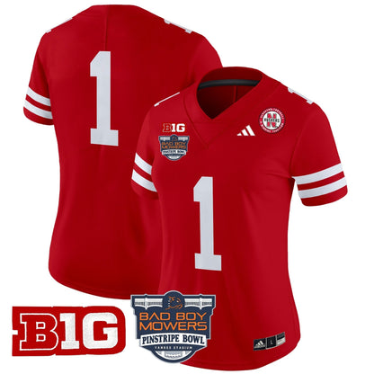 Women's Nebraska Cornhuskers 2025 Pinstripe Bowl Patch Vapor Limited Jersey - All Stitched