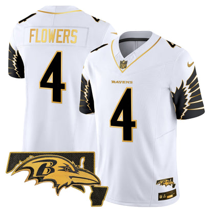 Men's Ravens Maryland Patch Gold Vapor Limited Jersey V2 - All Stitched