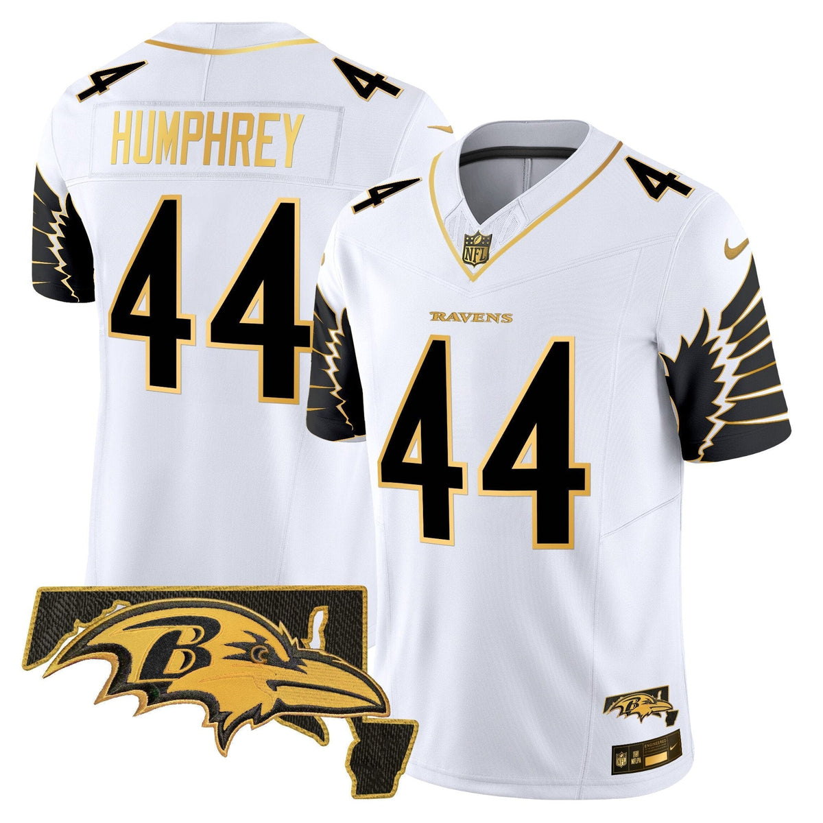 Men's Ravens Maryland Patch Gold Vapor Limited Jersey V2 - All Stitched
