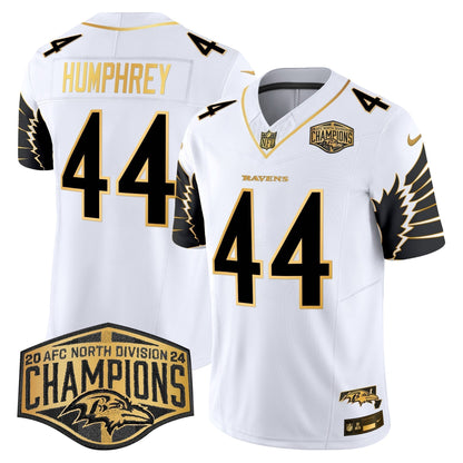 Ravens Maryland 2024 AFC North Division Champions Patch Gold Vapor Limited Jersey - Stitched