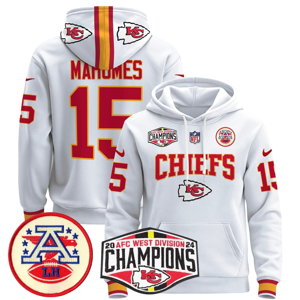 KC 2024 AFC West Division Champions Pullover Hoodie - Stitched