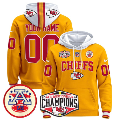 KC 2024 AFC West Division Champions Custom Pullover Hoodie - Stitched
