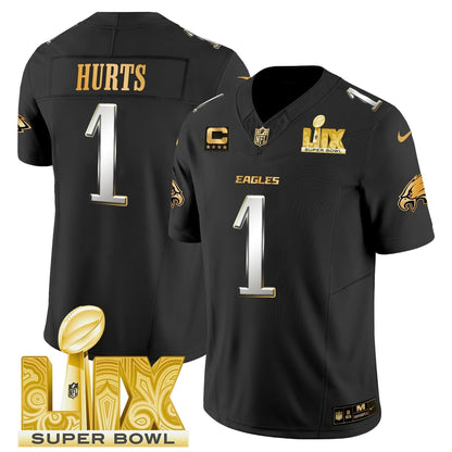 PHI Super Bowl LIX Patch Gold Vapor Limited Jersey - Stitched
