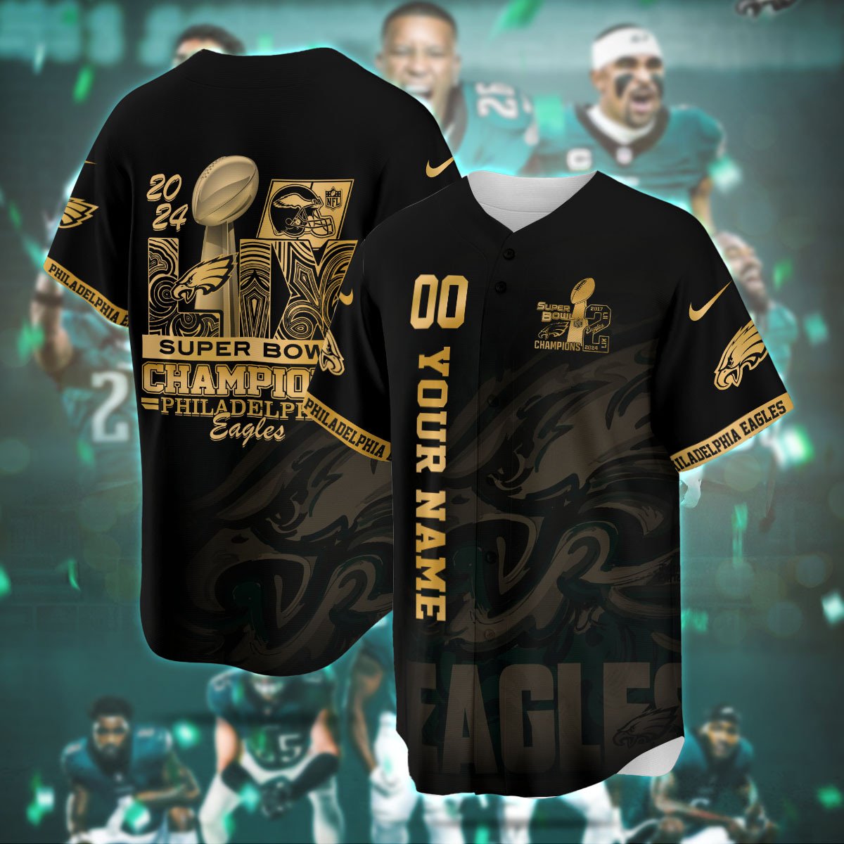 PHI Super Bowl LIX Champions Custom Limited Jersey CN6