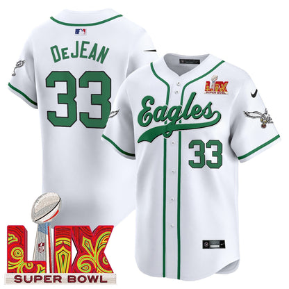 PHI Midnight Green Super Bowl LIX Vapor Baseball Jersey - Stitched