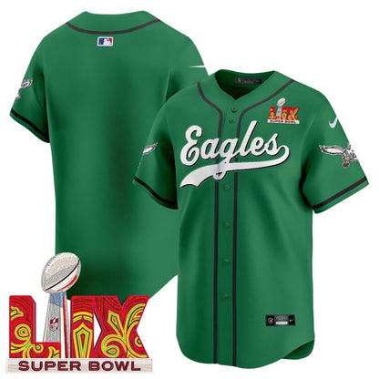 PHI Midnight Green Super Bowl LIX Vapor Baseball Jersey - Stitched