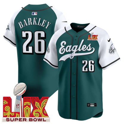 PHI Midnight Green Super Bowl LIX Vapor Baseball Jersey - Stitched