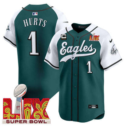 PHI Midnight Green Super Bowl LIX Vapor Baseball Jersey - Stitched
