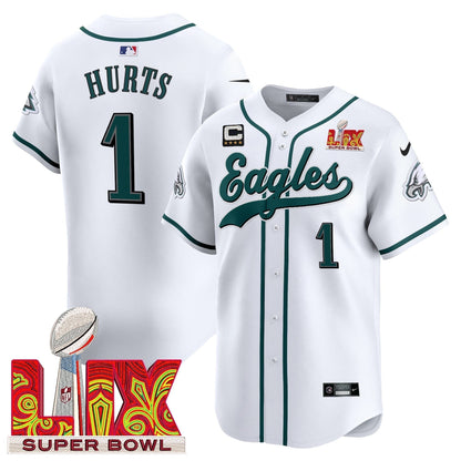 PHI Midnight Green Super Bowl LIX Vapor Baseball Jersey - Stitched