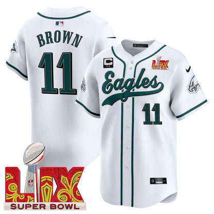 PHI Midnight Green Super Bowl LIX Vapor Baseball Jersey - Stitched