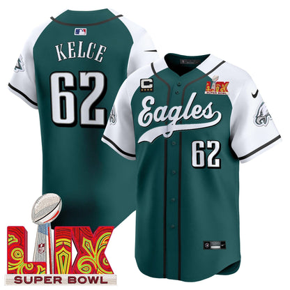 PHI Midnight Green Super Bowl LIX Vapor Baseball Jersey - Stitched