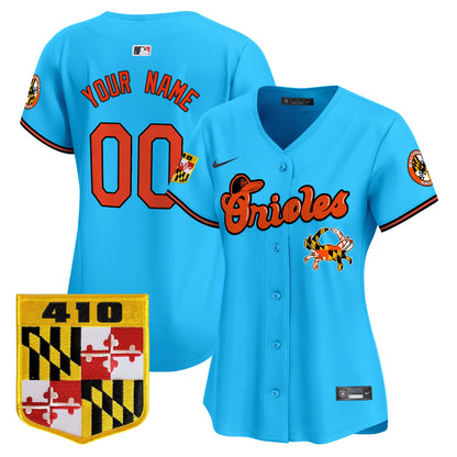 Baltimore Orioles 410 & Chesapeake Crab Patch Vapor Premier Limited Custom Jersey - All Stitched