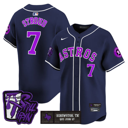 Men's Houston Astros DJ Screw Still Tippin Purple Patch Vapor Premier Limited Jersey - All Stitched