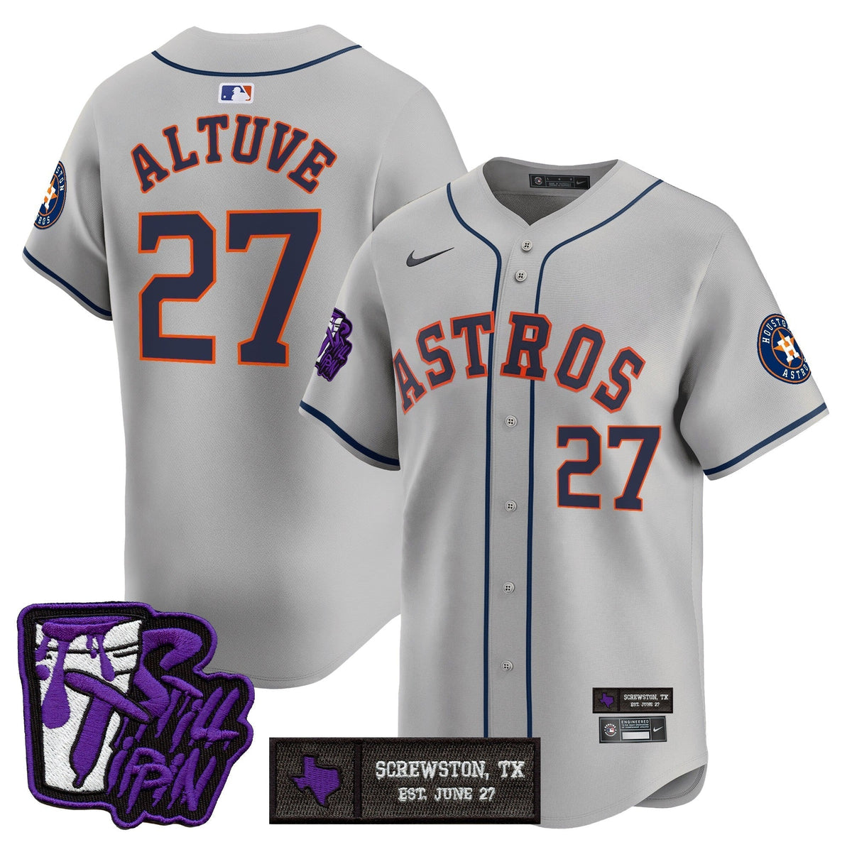 Men's Houston Astros DJ Screw Still Tippin Purple Patch Vapor Premier Limited Jersey - All Stitched