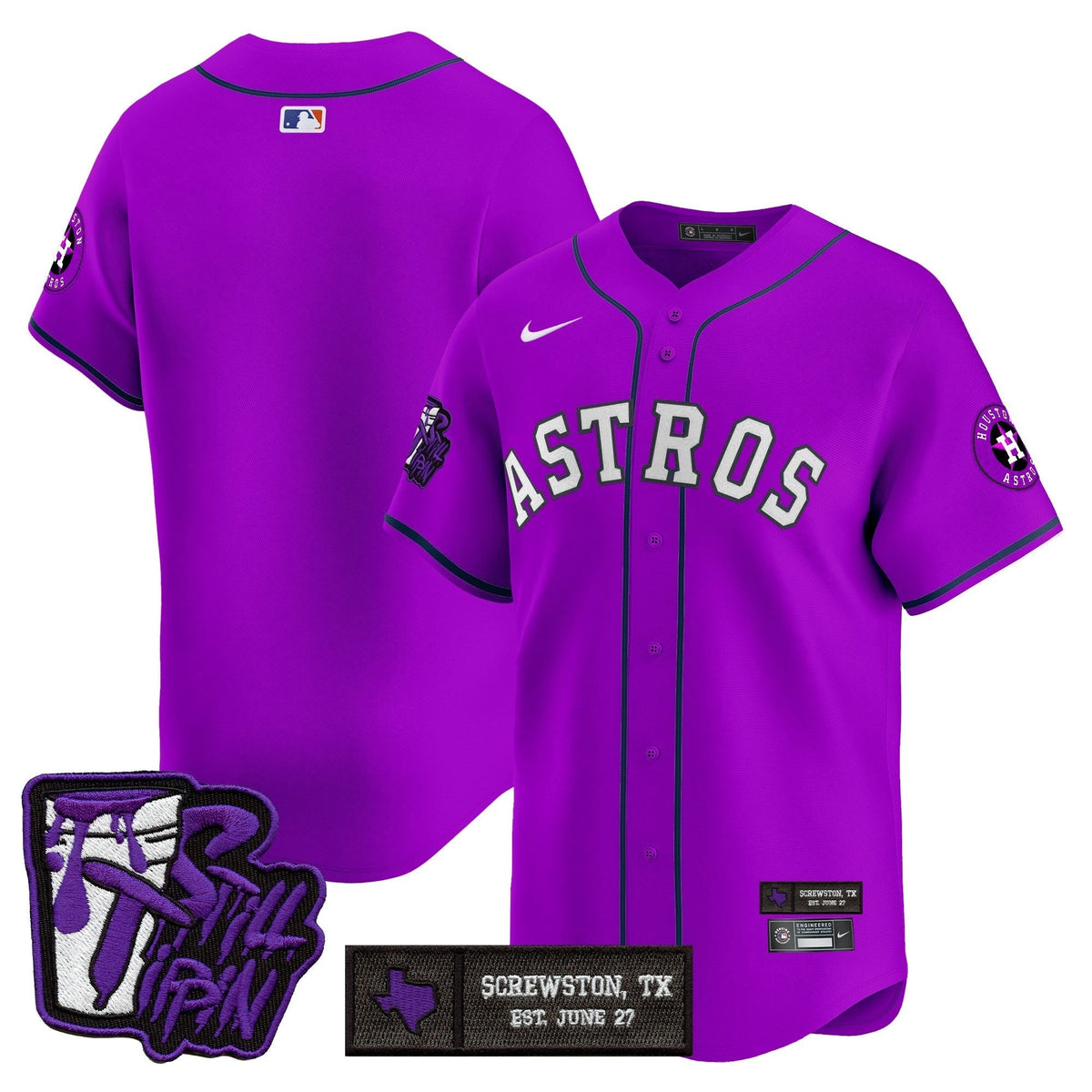 Men's Houston Astros DJ Screw Still Tippin Purple Patch Vapor Premier Limited Jersey - All Stitched