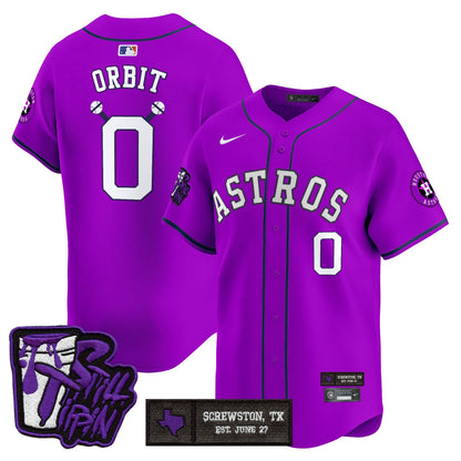 Men's Houston Astros DJ Screw Still Tippin Purple Patch Vapor Premier Limited Jersey - All Stitched