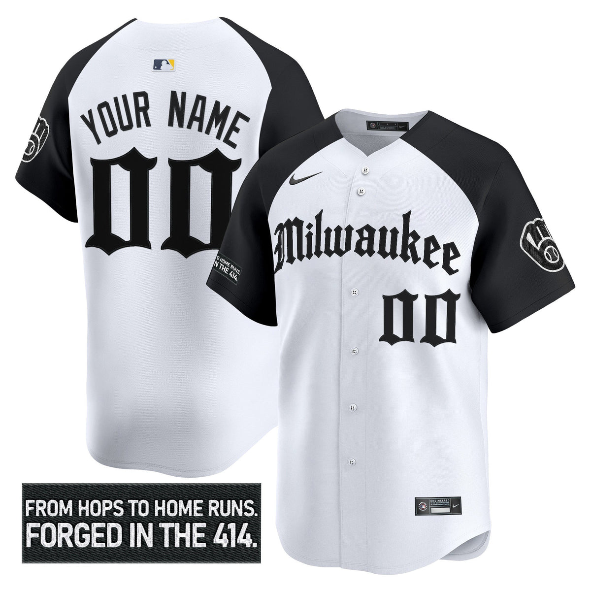 Milwaukee Brewers 'Gothic 414 Shadows Edition' Vapor Premier Limited Custom Jersey - All Stitched