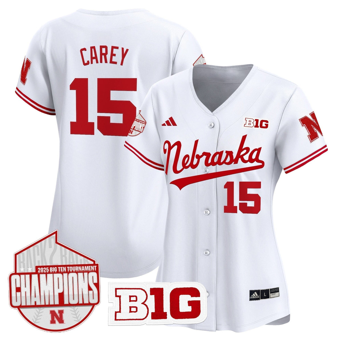 Women's Nebraska Huskers Back 2 Back Champions Patch Vapor Premier Limited Jersey - All Stitched