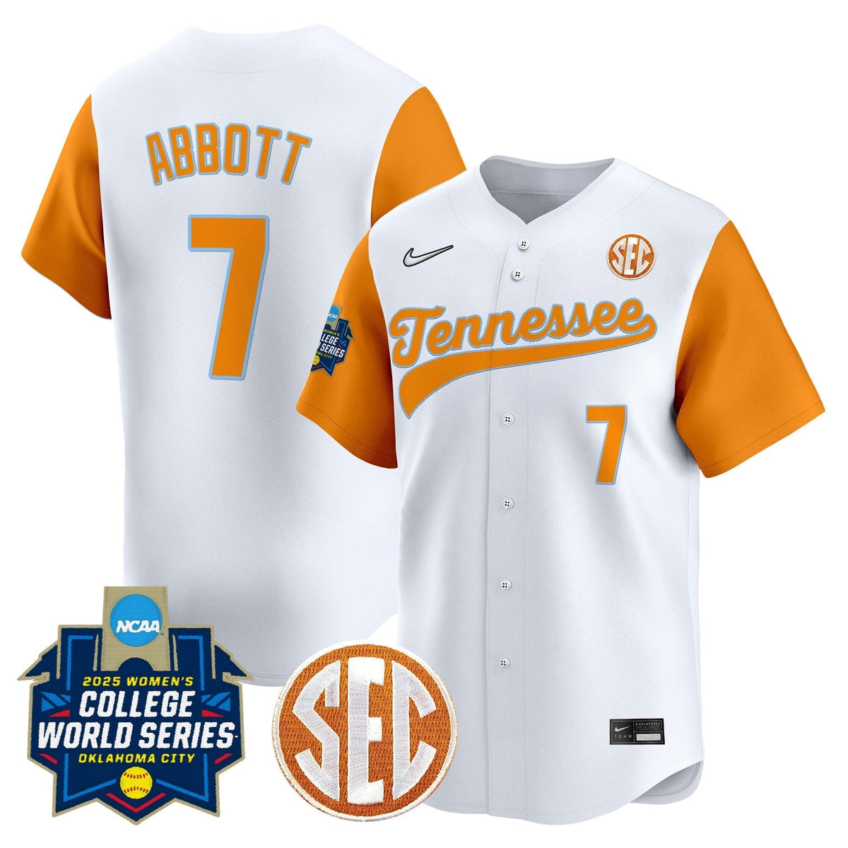 Men's Size - Tennessee Volunteers Softball 2025 World Series (WCWS) Vapor Premier Limited Jersey - All Stitched