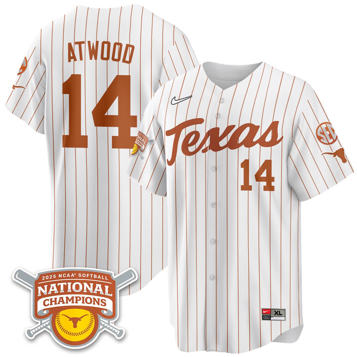 Texas Longhorns Softball 2025 World Series Champions Limited Jersey - All Stitched