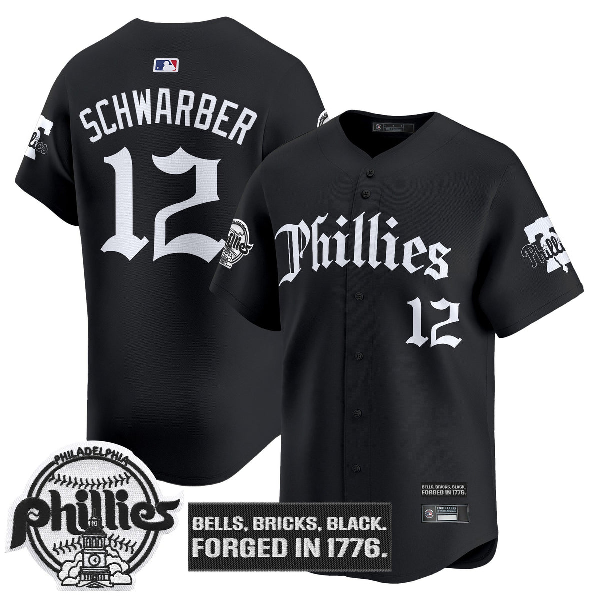 Men's Philadelphia Phillies 'Gothic Liberty Edition' Vapor Premier Limited Jersey - All Stitched