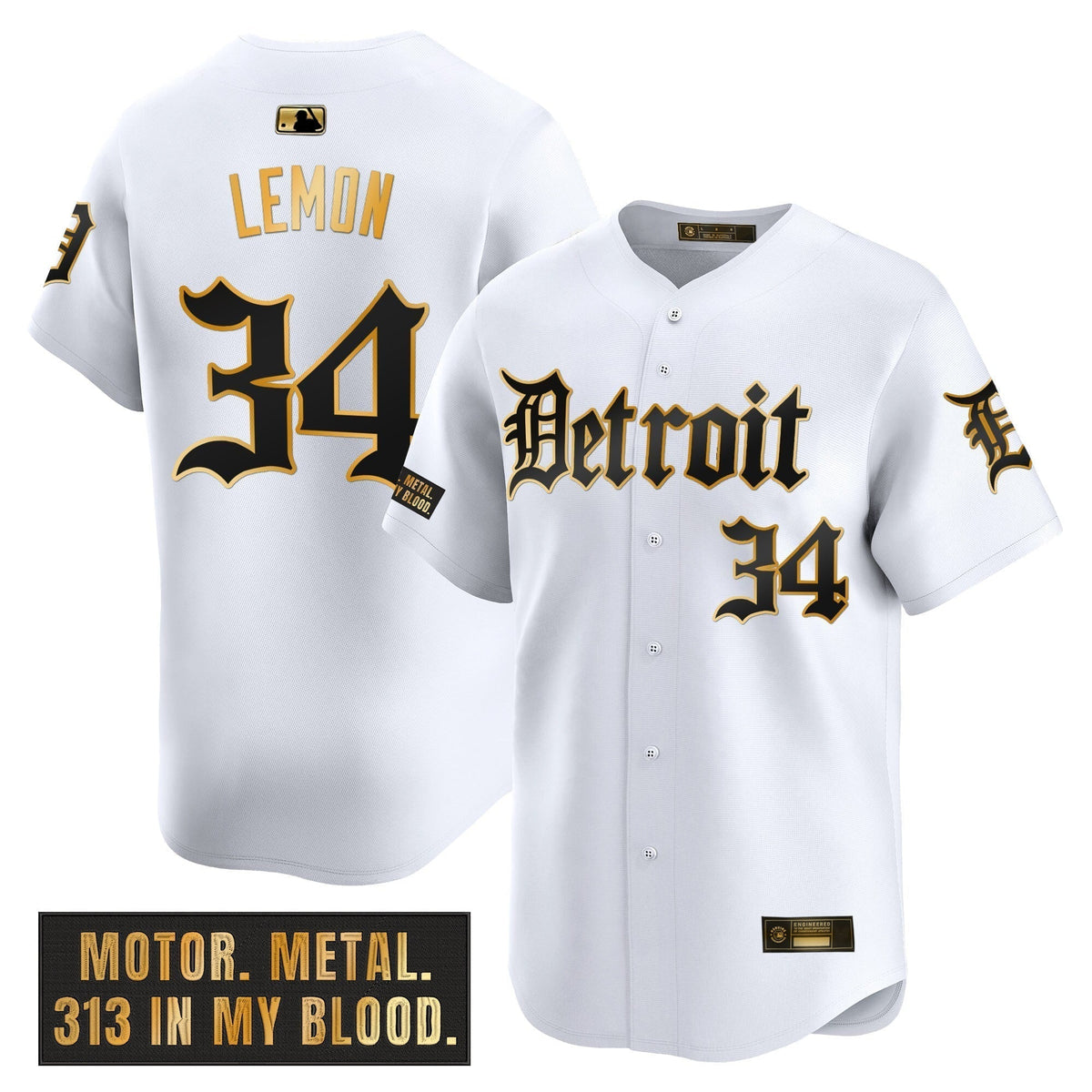 Men's Detroit Tigers 'Motor Gothic Edition' Gold Vapor Premier Limited Jersey - All Stitched