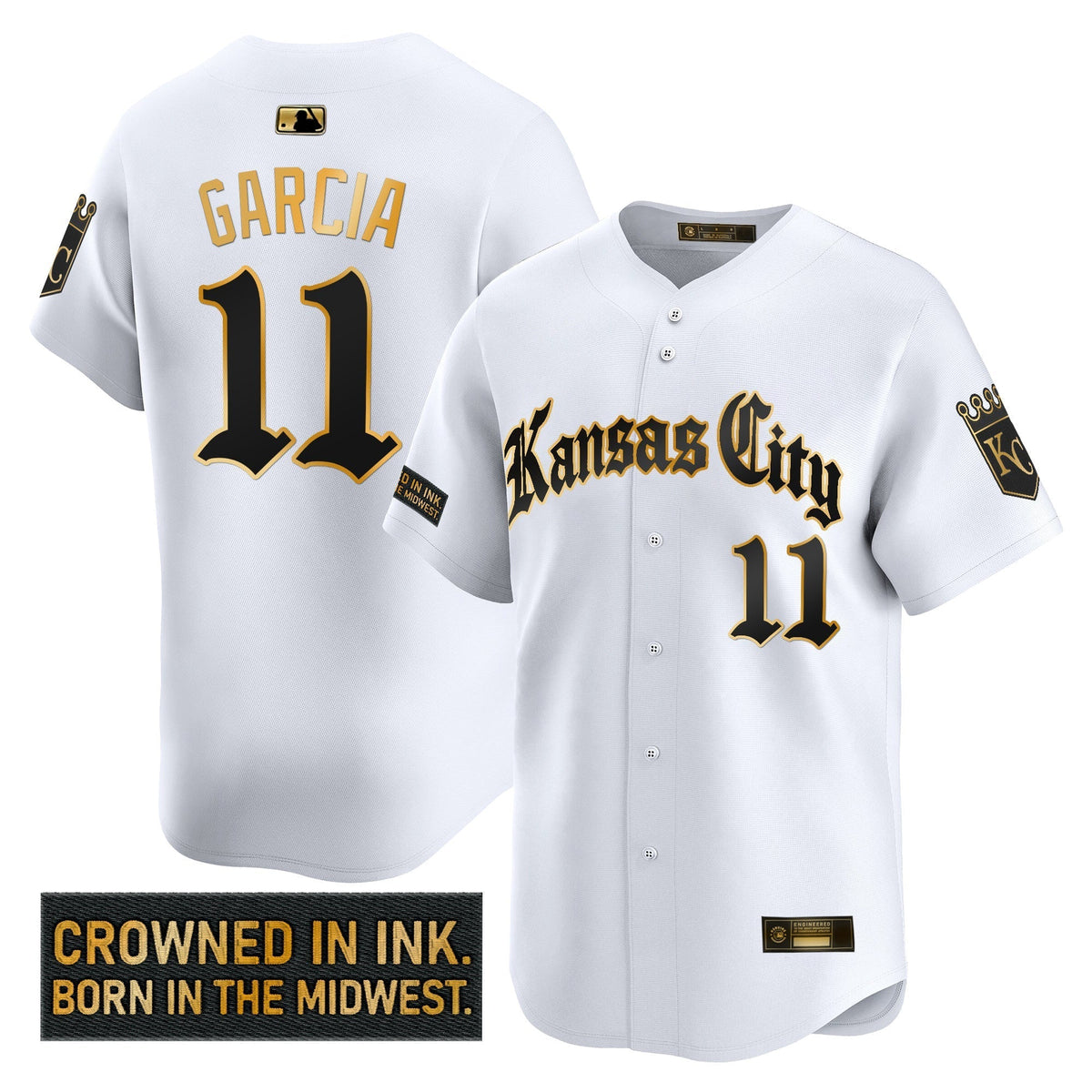 Men's Kansas City Royals 'Gothic Crown Edition' Gold Vapor Premier Limited Jersey - All Stitched
