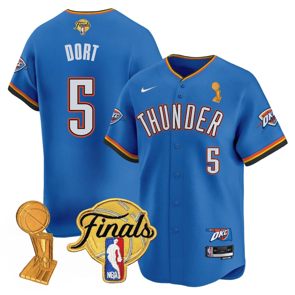 Men's Oklahoma City Thunder Baseball Jersey - Final Patch - All Stitched