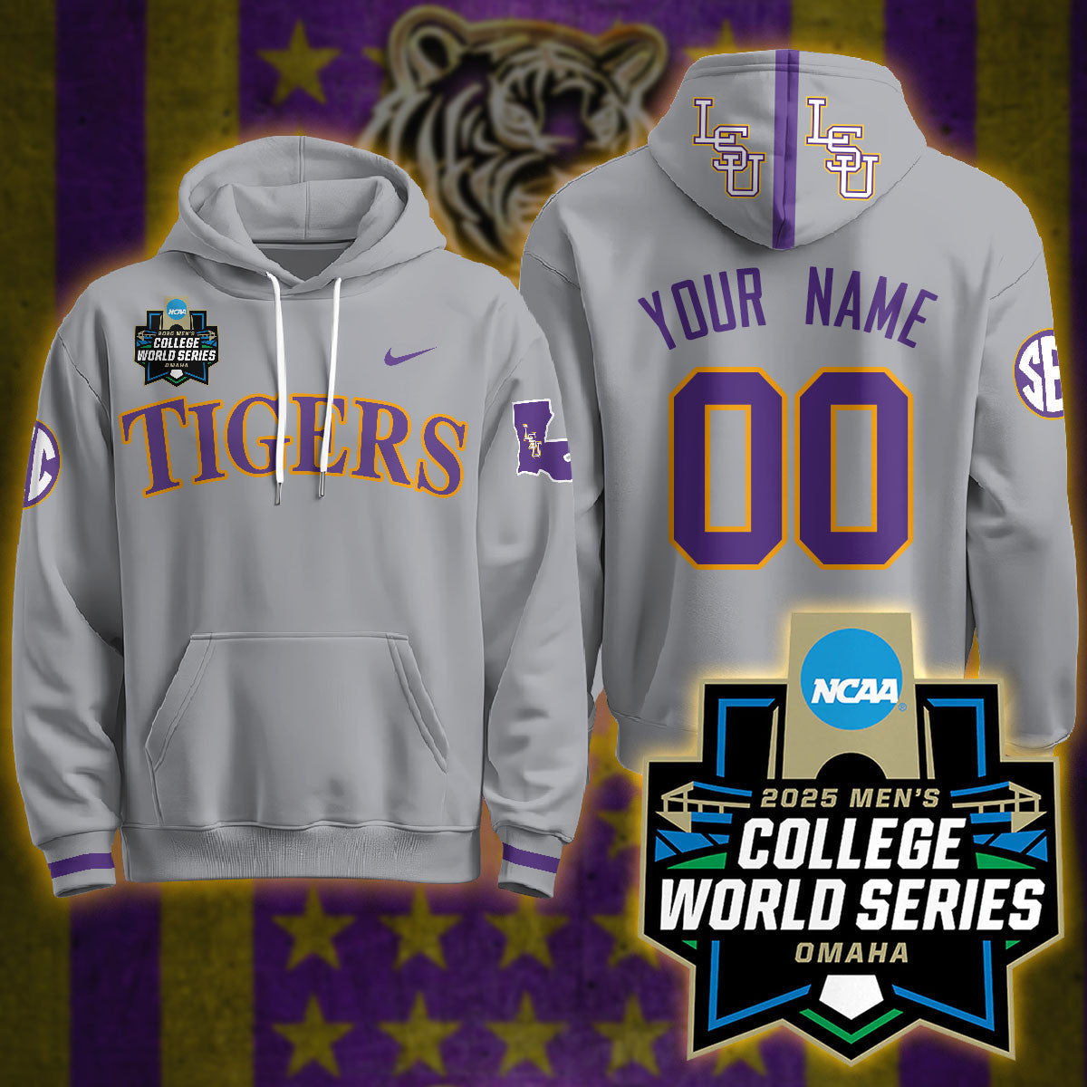 Custom LSU Tigers 2025 World Series Limited Hoodie - All Stitched