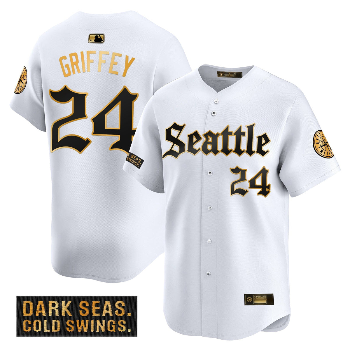 Men's Seattle Mariners 'Deep Sea Gothic Edition' Gold Vapor Premier Limited Jersey - All Stitched